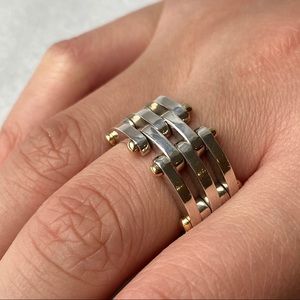 Tiffany Co Gate Link Silver Gold Ring 